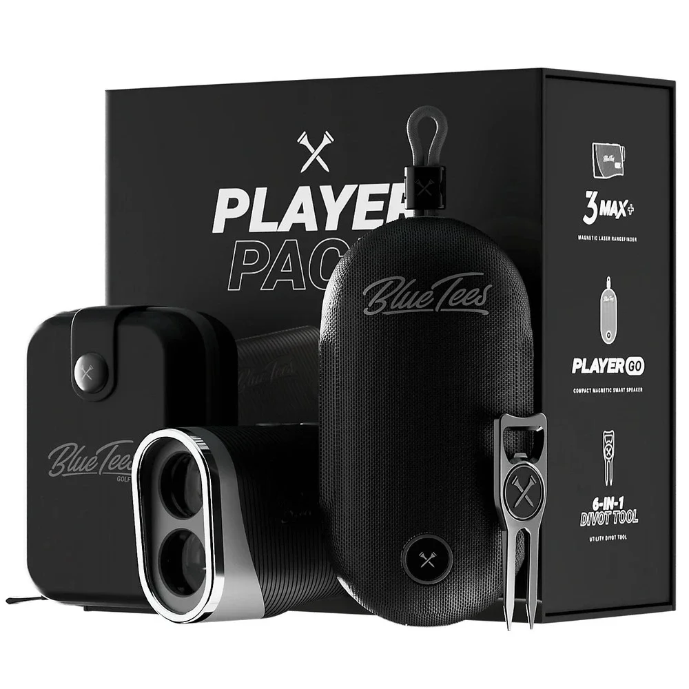 Blue Tees Player Pack Go Bundle Golf 3 Max+ Rangefinder/GPS w/ Speaker +Case NEW
